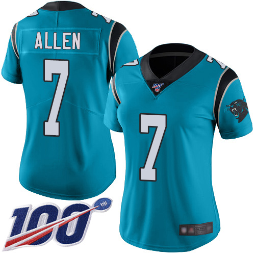 Carolina Panthers Limited Blue Women Kyle Allen Alternate Jersey NFL Football #7 100th Season Vapor Untouchable->carolina panthers->NFL Jersey